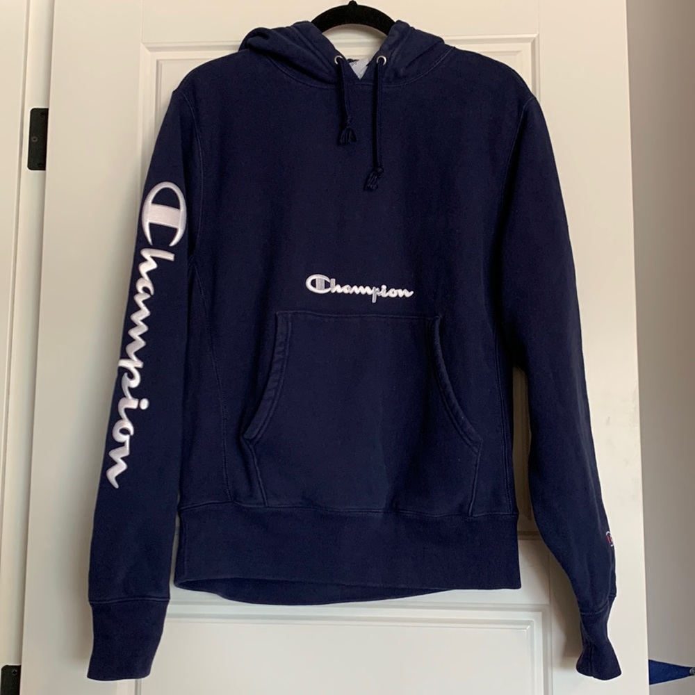 Mens navy blue champion hoodie